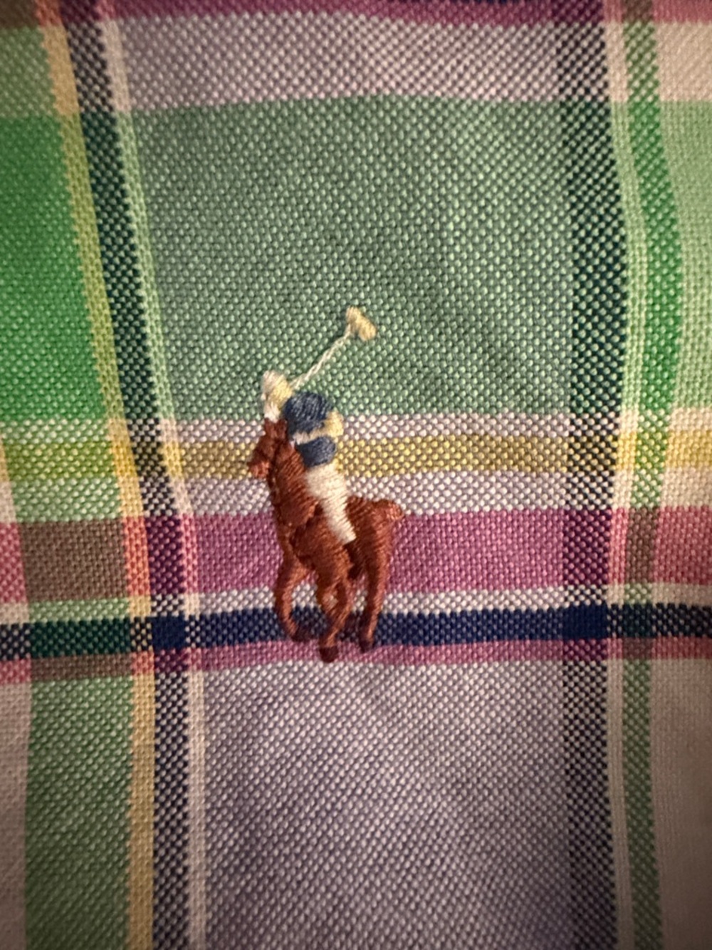 Ralph Lauren Pastel Plaid Cotton Button-Down Shirt - Green, Blue, Pink XL - Picture 5 of 5